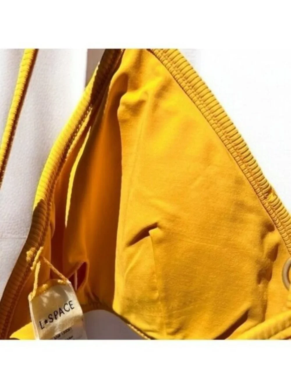 🌻NEW w.tags L*Space Helena Sunshine Gold Ribbed Bikini Top Size S | $99 Retail